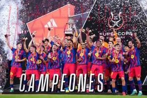 西超杯-拉菲尼亚双响维尼修斯一条龙 巴萨3-2皇马